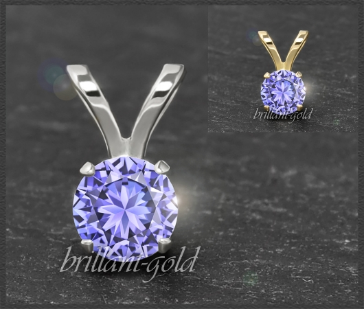 Anhänger 585 Gold Tansanit blau-violett 4,5,6,7mm